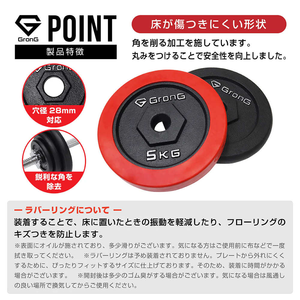 アイアンダンベル プレート ラバー付き - Image 3