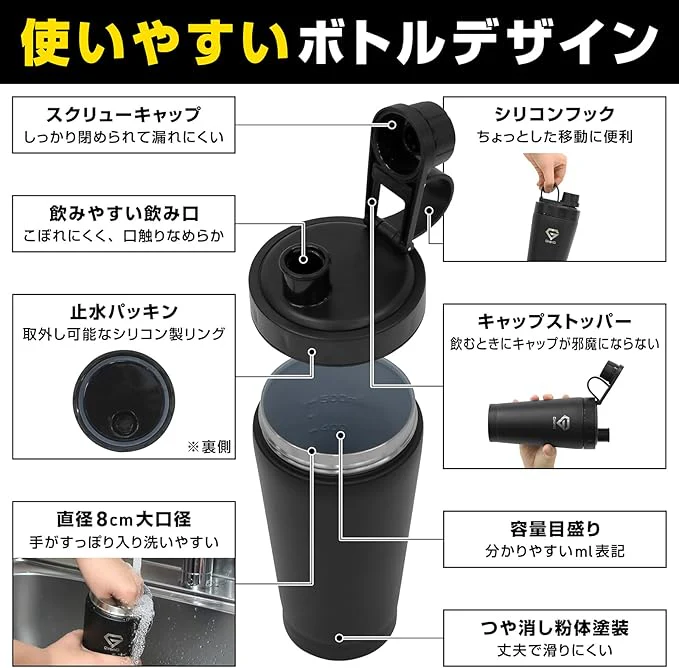 プロテインシェイカー ステンレス 650ml - Image 6