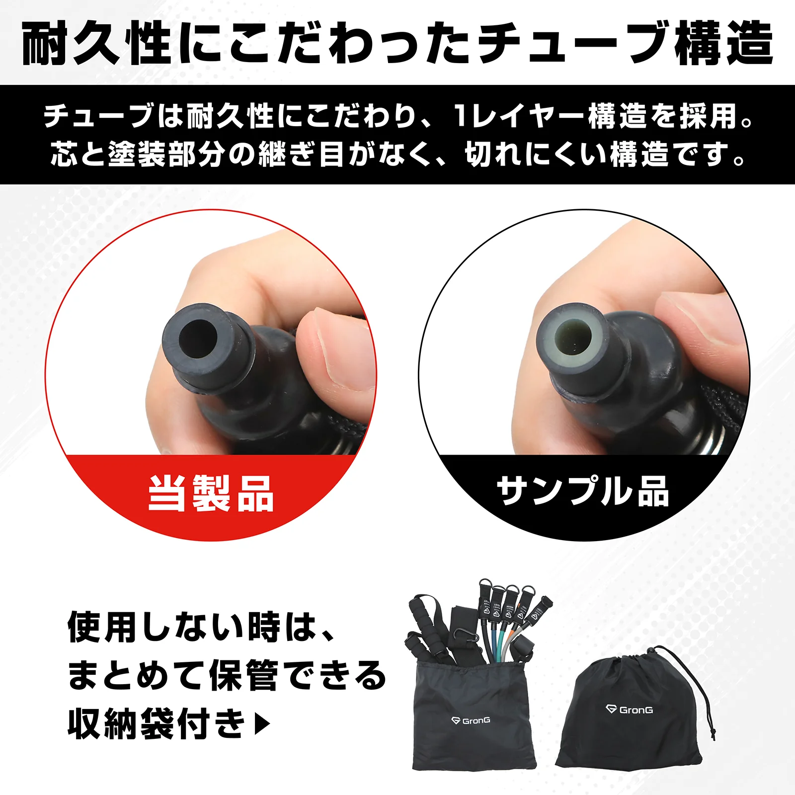 トレーニングチューブ ハンドルタイプ 強度別5本セット - Image 5