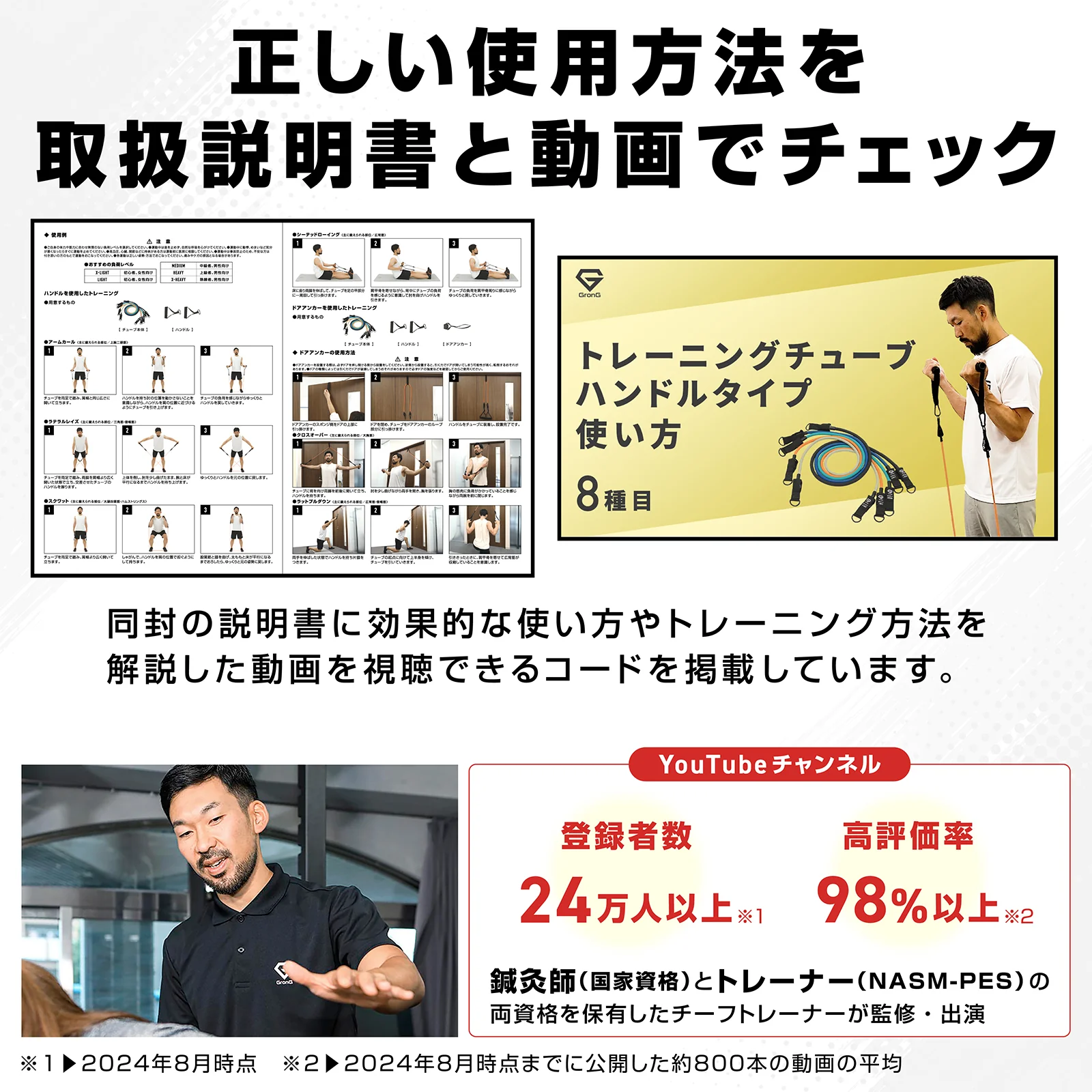 トレーニングチューブ ハンドルタイプ 強度別5本セット - Image 6